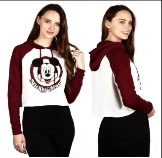 Disney Mickey Mouse Junior Crop Hoodie