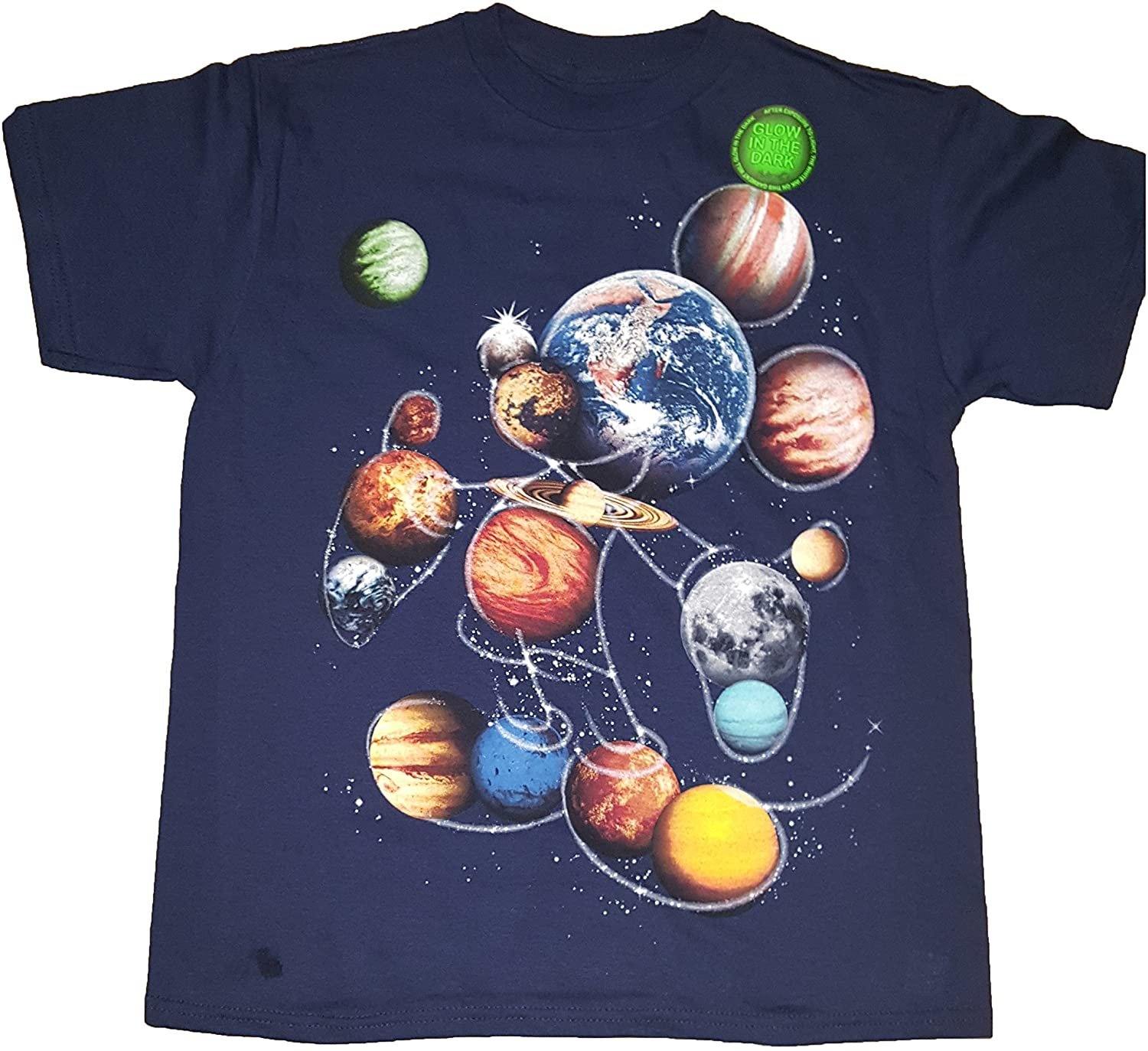 Disney Mickey Mouse Planet Glow Mens Tee, Navy