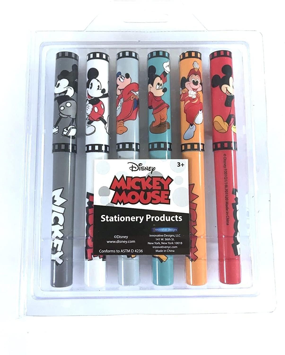 Disney Mickey Mouse "Through The Years" Set Of 6 Pens