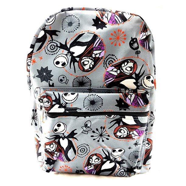 Disney Nightmare Before Christmas Sally & Jack Gray Allover 16" Backpack