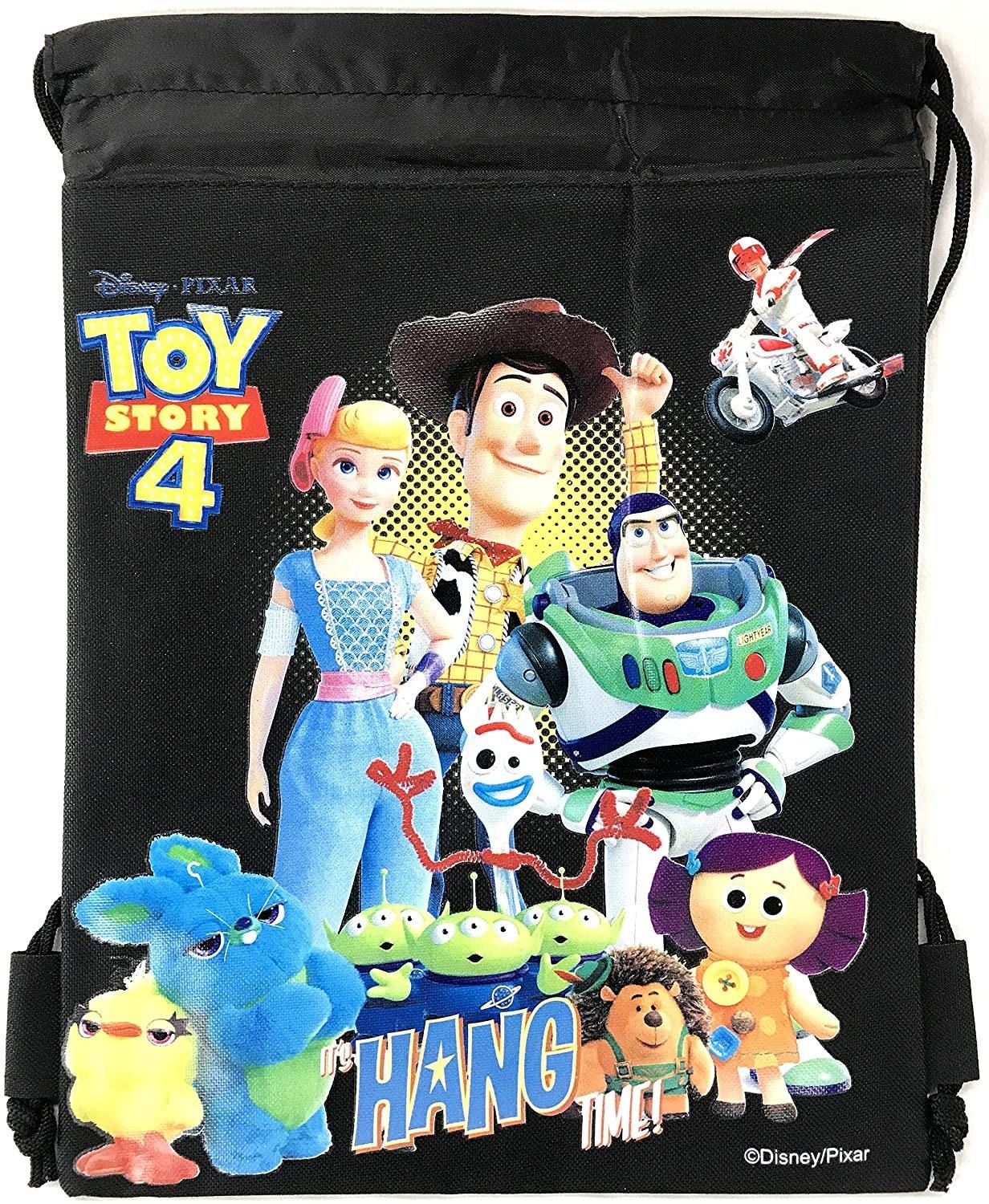 Disney PIXAR Toy Story Drawstring Backpack Sling Tote School Sport Gym Bag (Black)