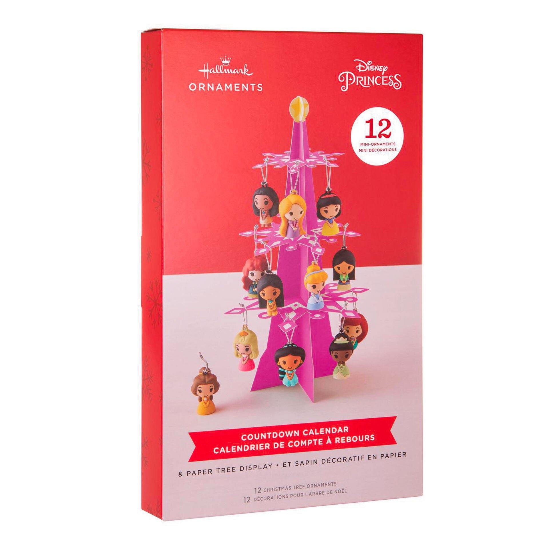 Disney Princess Countdown Calendar Miniature Christmas Tree Set With 12 Mini Hallmark Ornaments
