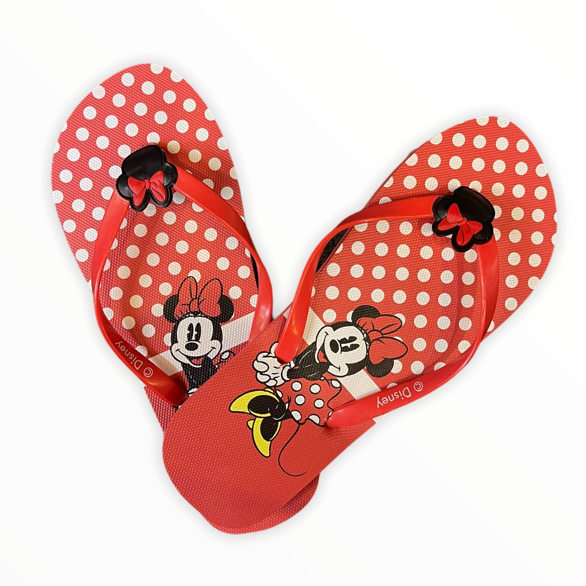 Disney Red Minnie Mouse Polka Dot Ladies Flip Flops