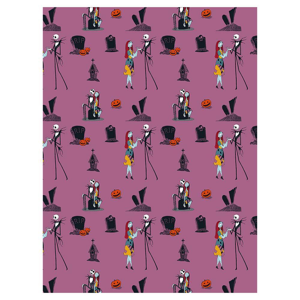 Disney The Nightmare Before Christmas Purple Silk Touch Rotary Throw Blanket 60"x 80" Featuring Jack and Sally”