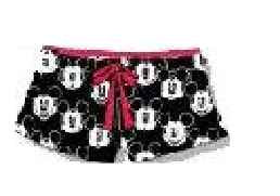 Disney Many Faces of Mickey Mouse Red Stripe Black Pajama Short