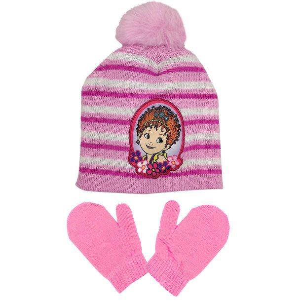 Fancy Nancy Knit Beanie Hat Pom-Pom & Mittens 2-PC Set