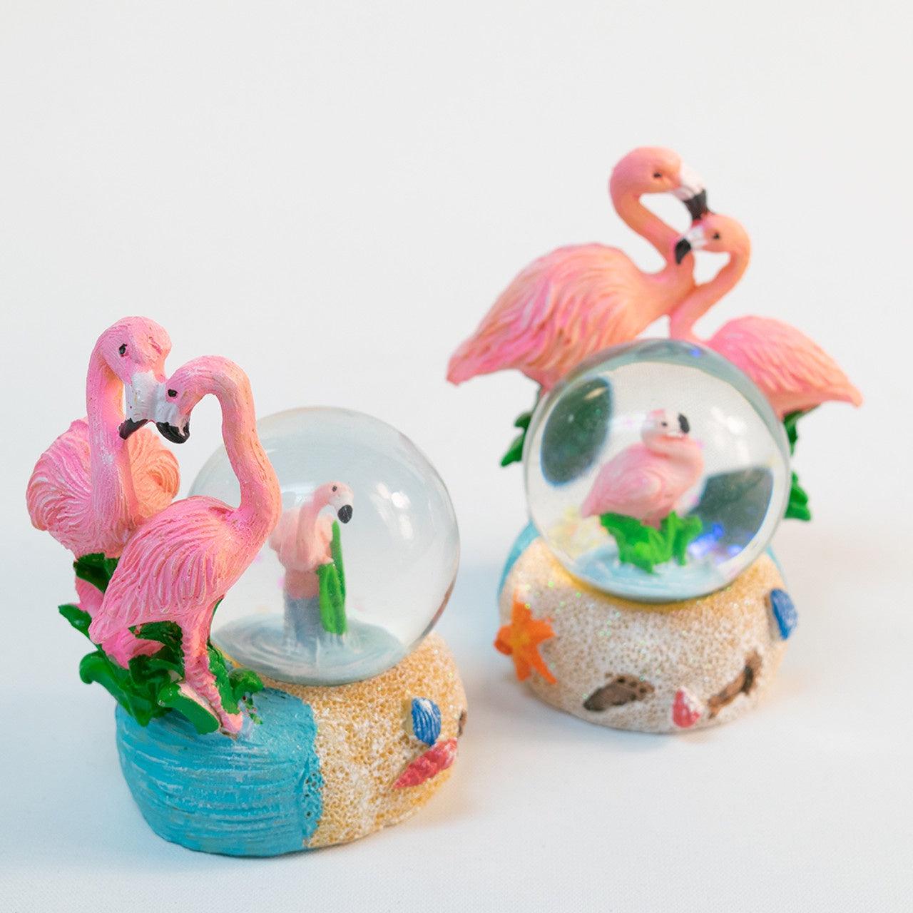 Flamingo Water Globe Pair