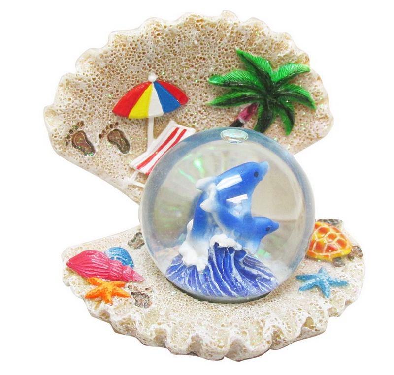 Florida Beach Snow Globe with Dolphins 45mm