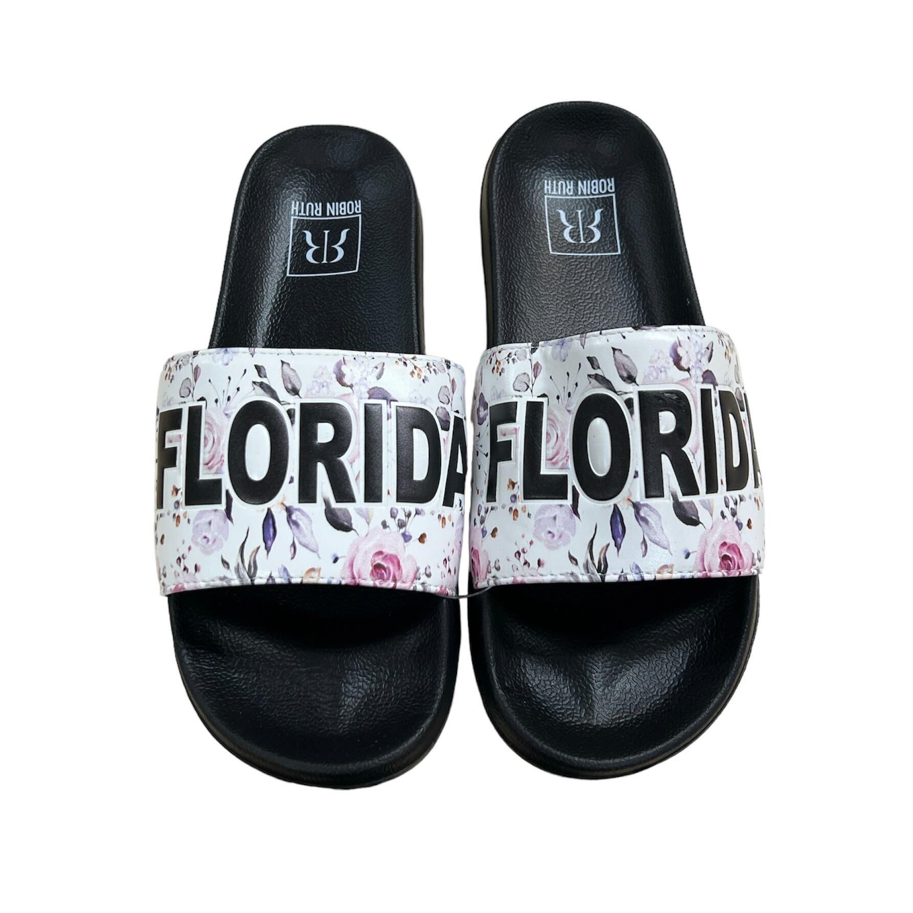 Florida Womens Floral Slides- Black