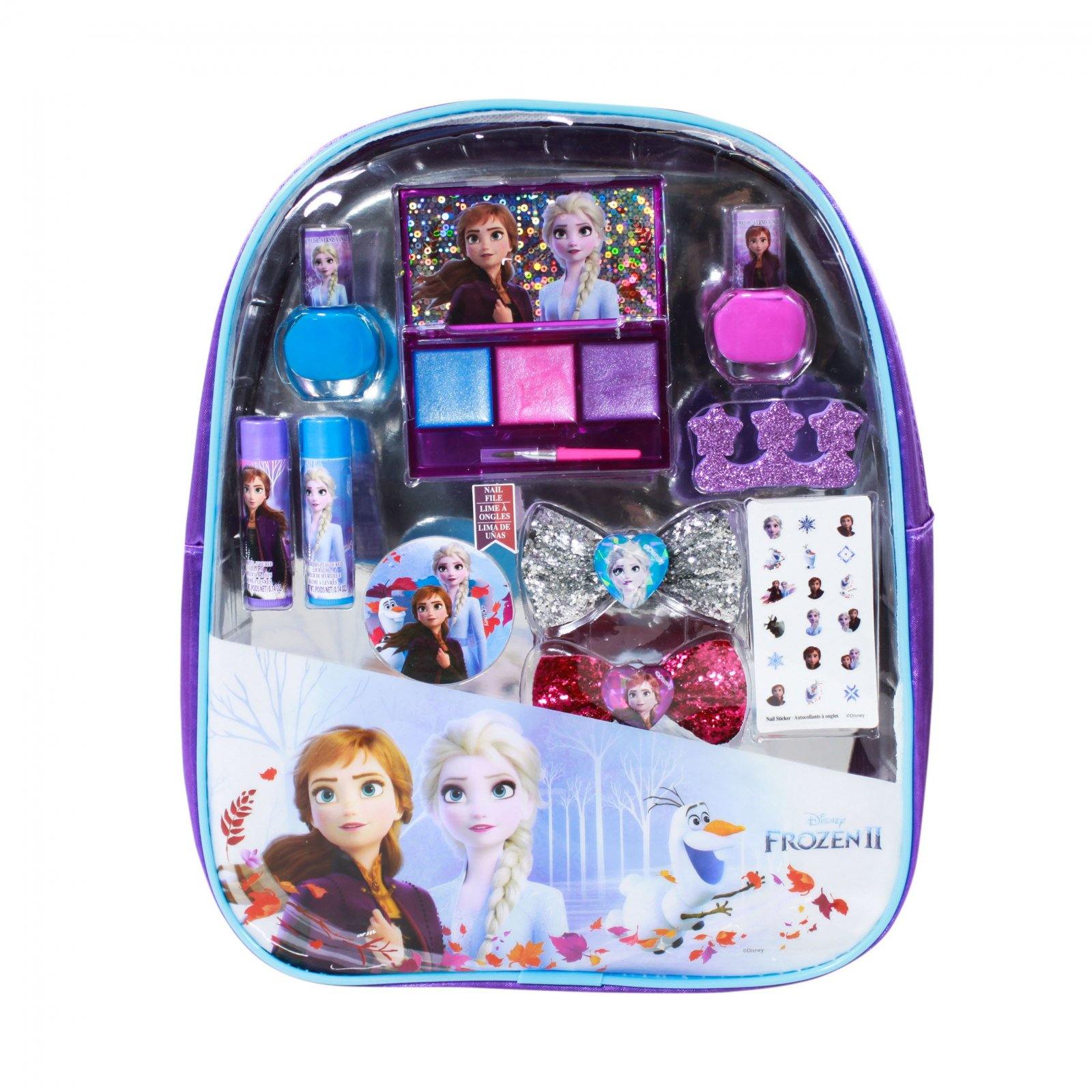 Frozen 2 Cosmetics in PVC Backpack ( Lip Gloss, Balms, Nail Polishes & More )