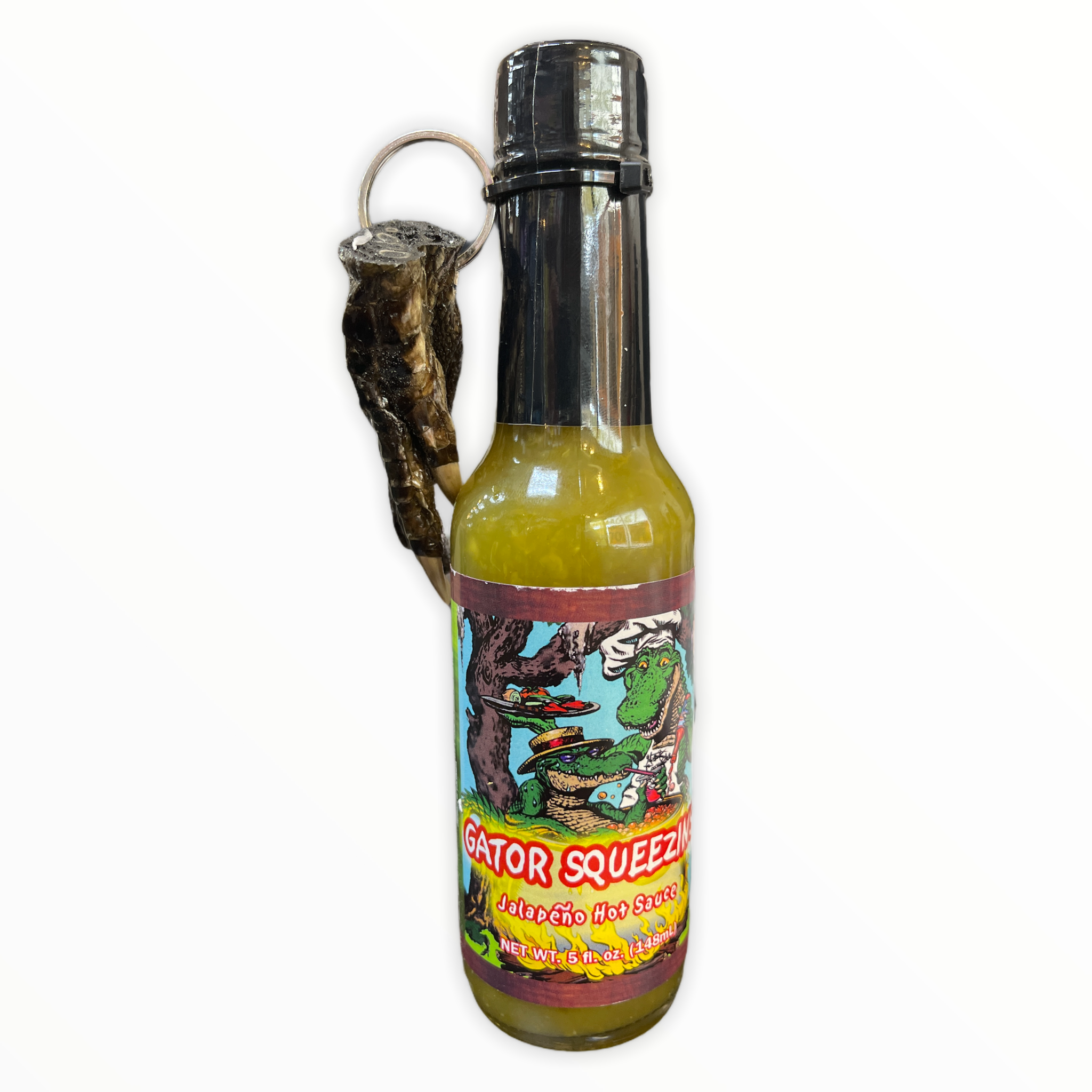 Gator Squeezins Jalapeno Hot Sauce with Gator Claw