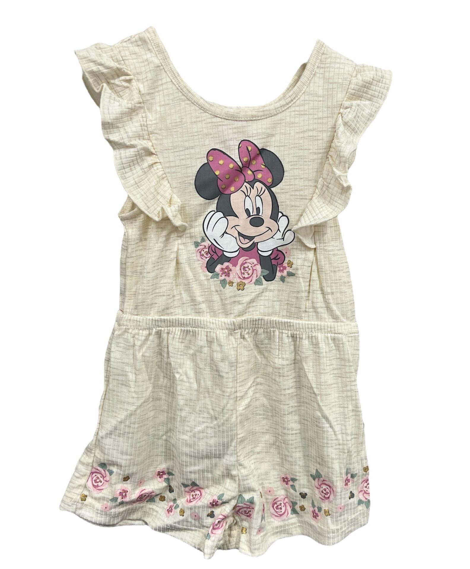 Girls Minnie Mouse Flowers Light Beige Jumpsuit