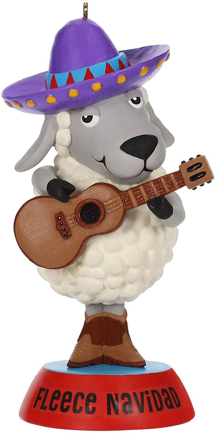 Hallmark Keepsake Christmas Ornament 2019 Year Dated Fleece Sheep Musical (Plays Feliz Navidad Song) New In Box