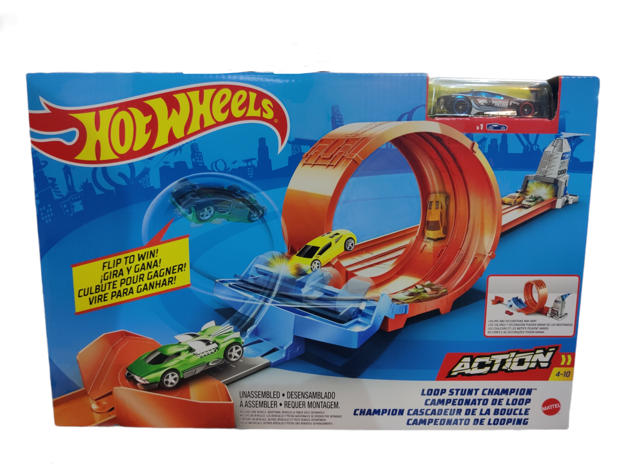 Hot Wheels Loop Stunt Champion Track Set Dual-Track Loop Dual Launch Plus One Hot Wheels
