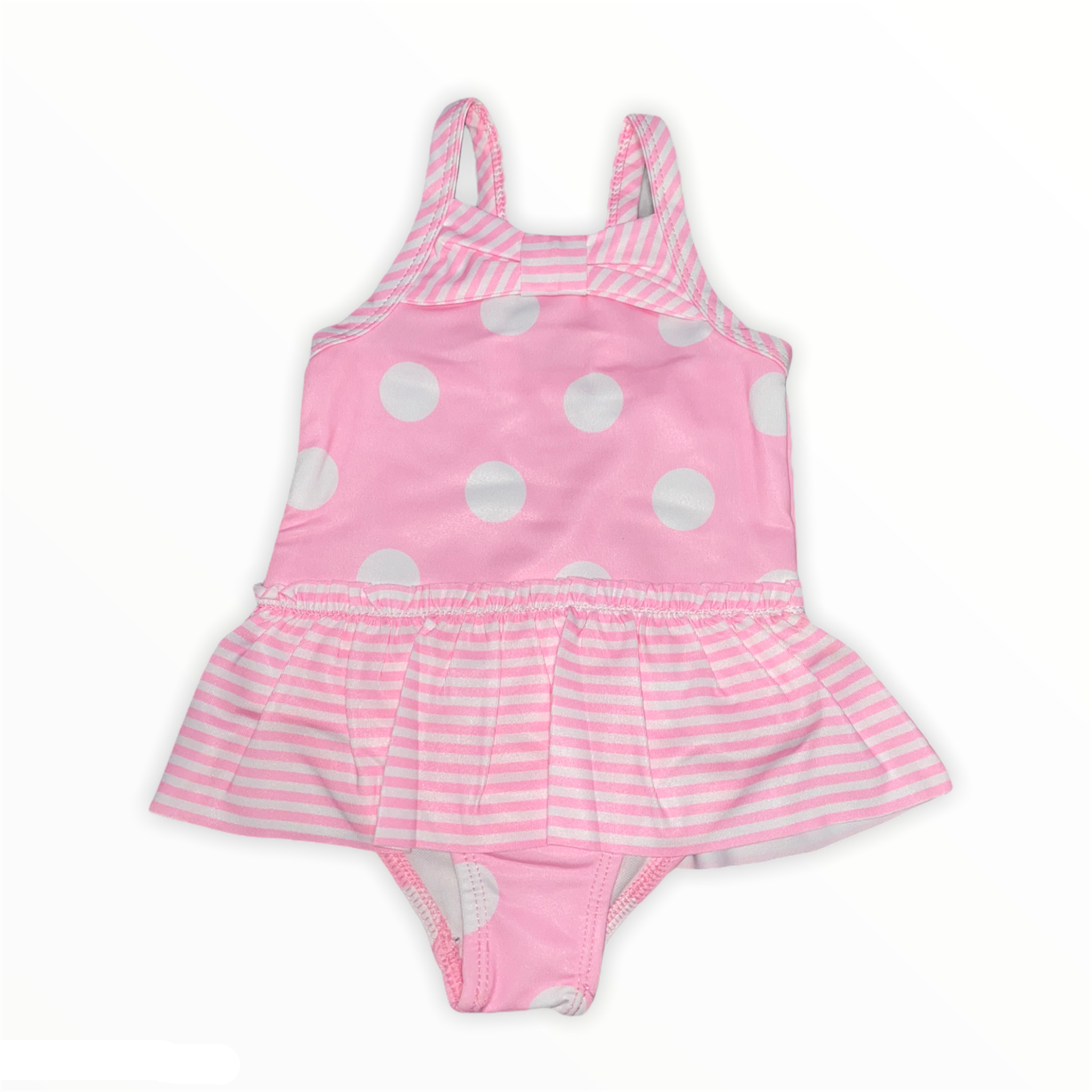 Infant Girls One Piece Swimsuits with Built-In Tutu Pink Dots