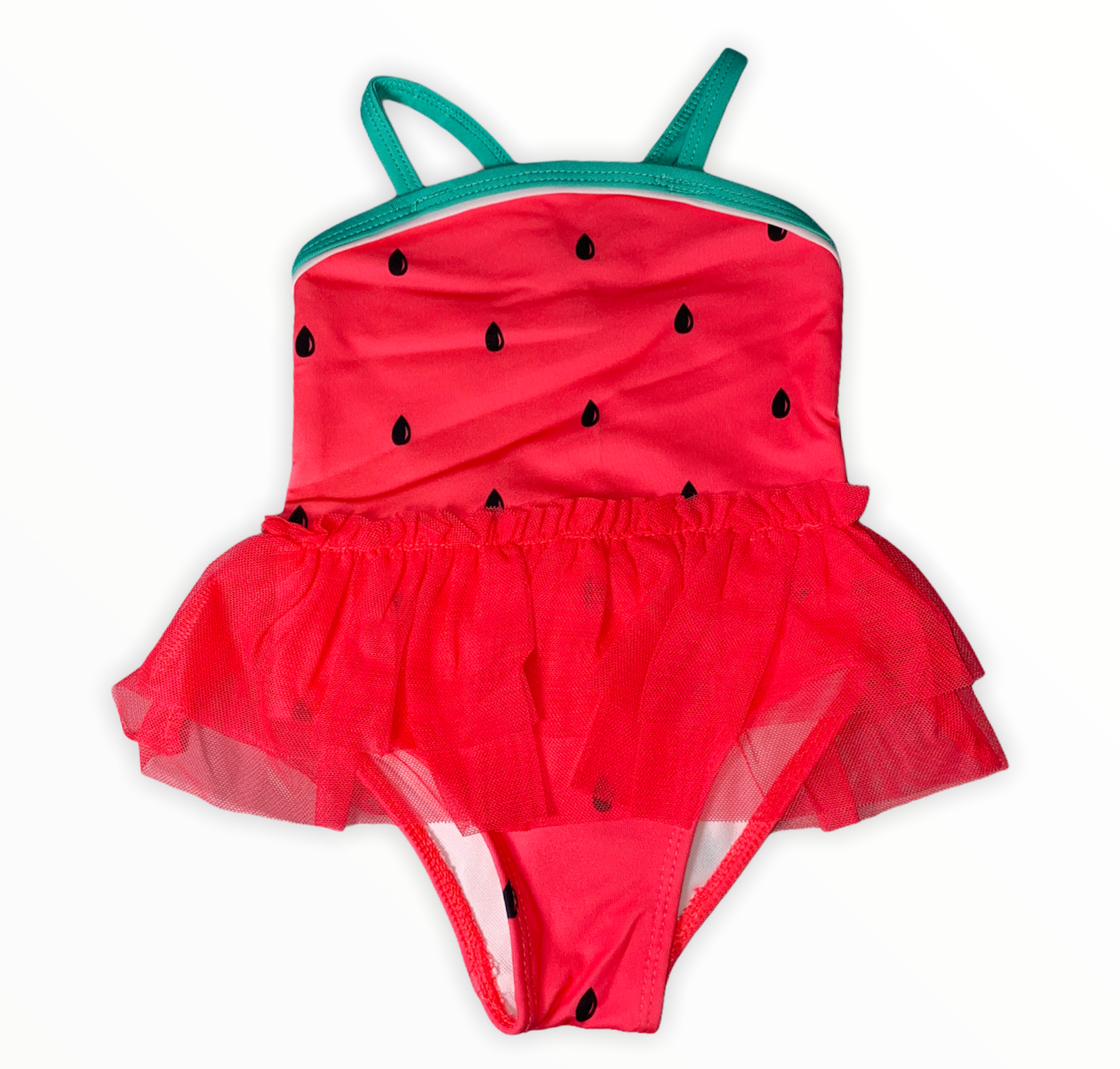 Infant Girls One Piece Swimsuits with Built-In Tutu Watermelon