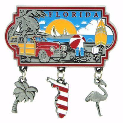Magnets Pewter Dangle Beach Scene With Woody Car