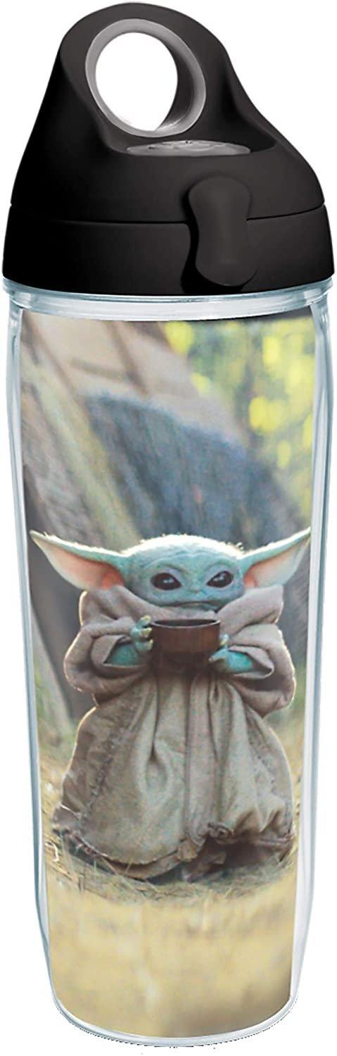 Mandalorian The Child Sipping Tervis Water Bottle