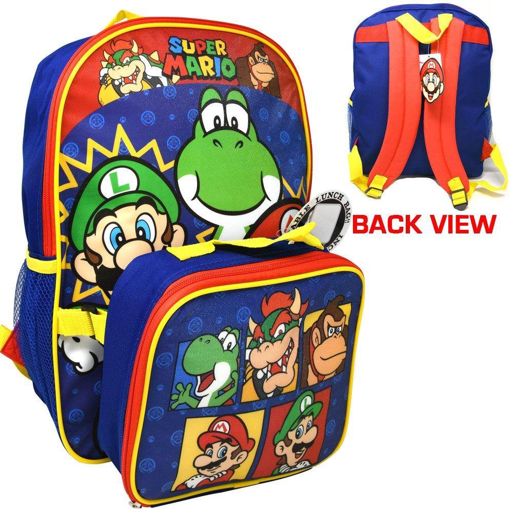 Mario 16 Backpack with shaped lunch bag