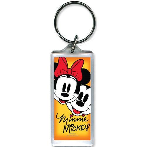 Mickey & Minnie Faces Lucite Keychain
