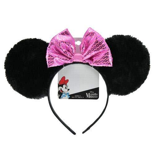 Minnie Bowtique Ear Shaped Plush Headband w/ Pink Sequin Bow