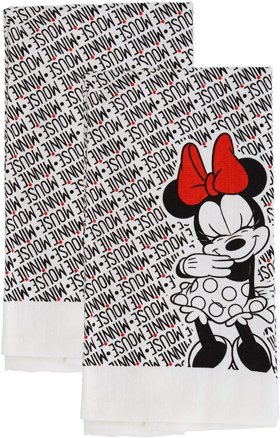 Minnie Mouse 2 Pack Kitchen 100% Cotton Tea Towels White
