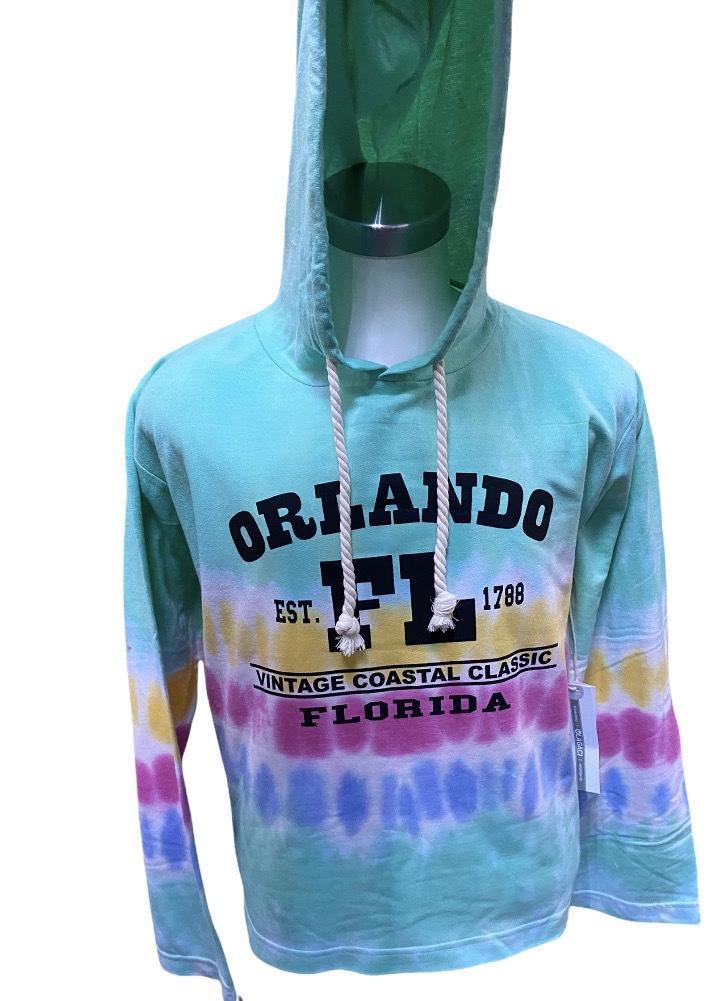 Mint Tie Dye Hooded Long Sleeve Pullover