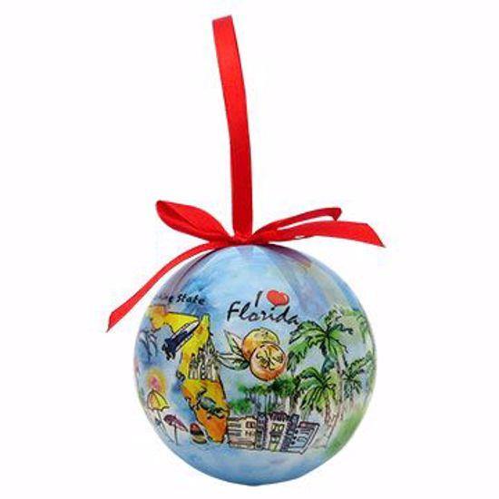 Ornament Rnd 80Mm In Box Florida Watercolour Map