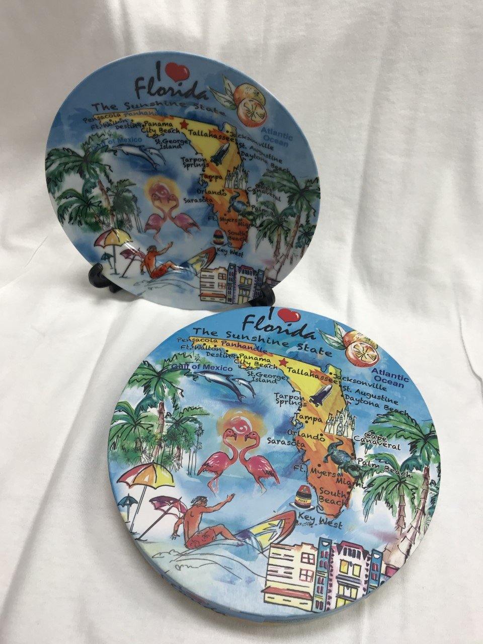 PLATES 8 PORCELAIN IN BOX FL MAP