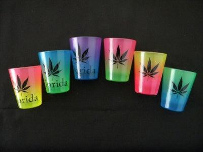 Rainbow Shot Glass Leaf Design