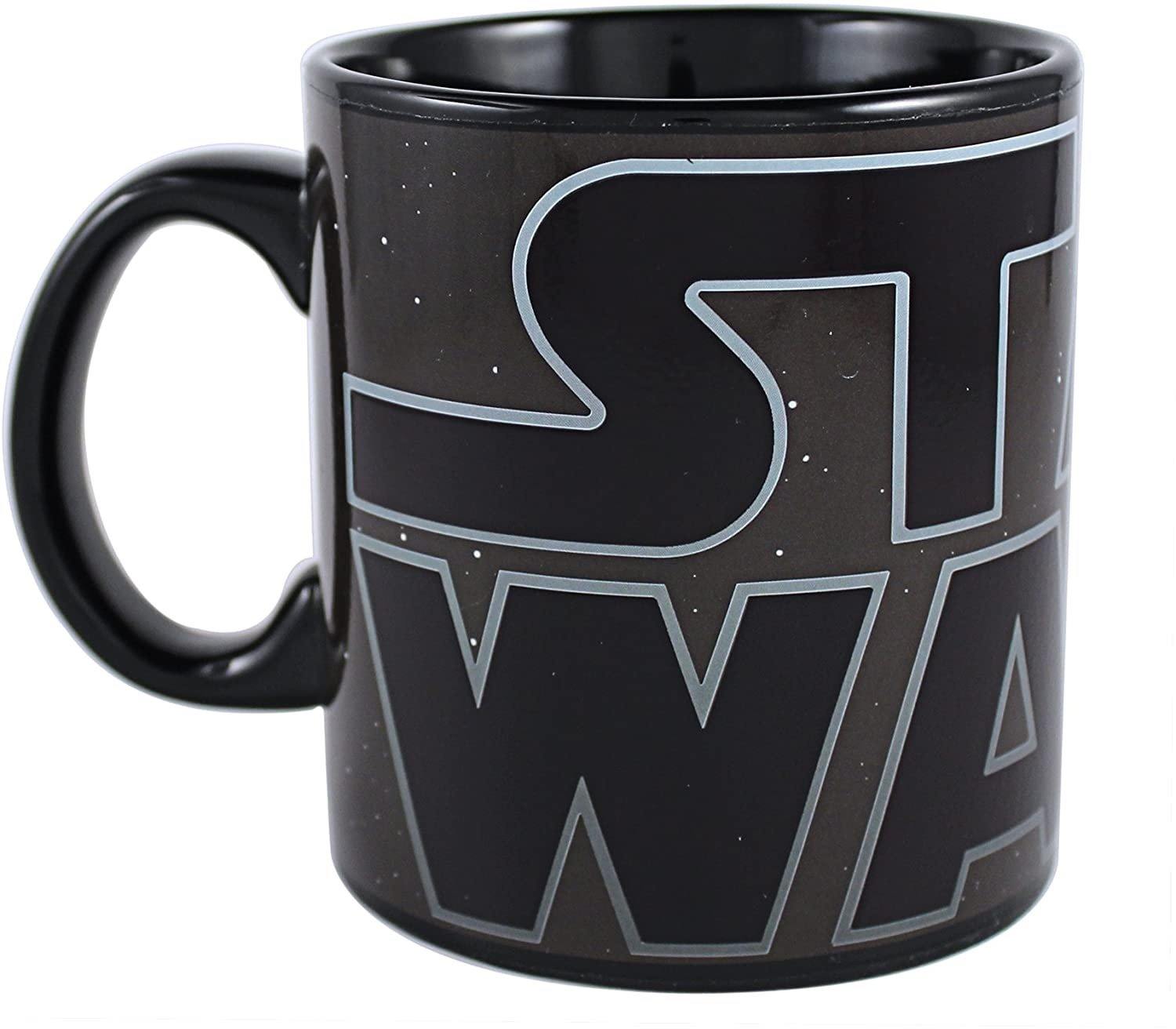 Silver Buffalo Star Wars Logo Heat Reveal Ceramic Coffee Mug for Cappuccino, Latte or Hot Tea, 20 Oz, Black