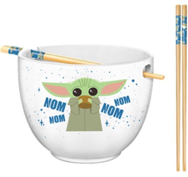 Silver Buffalo Star Wars Mandalorian Yoda Nom Boxed Ceramic Ramen Bowl with Chopsticks 20oz