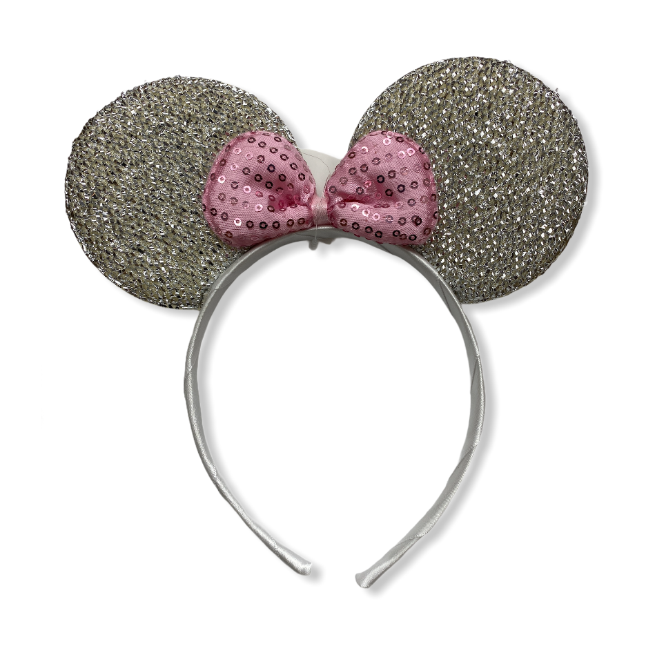 Silver with Pink Bow Minnie Ears