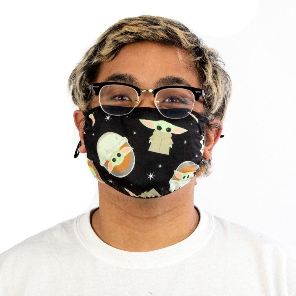 Star Wars The Mandalorian Grogu Adjustable Face Cover - Black