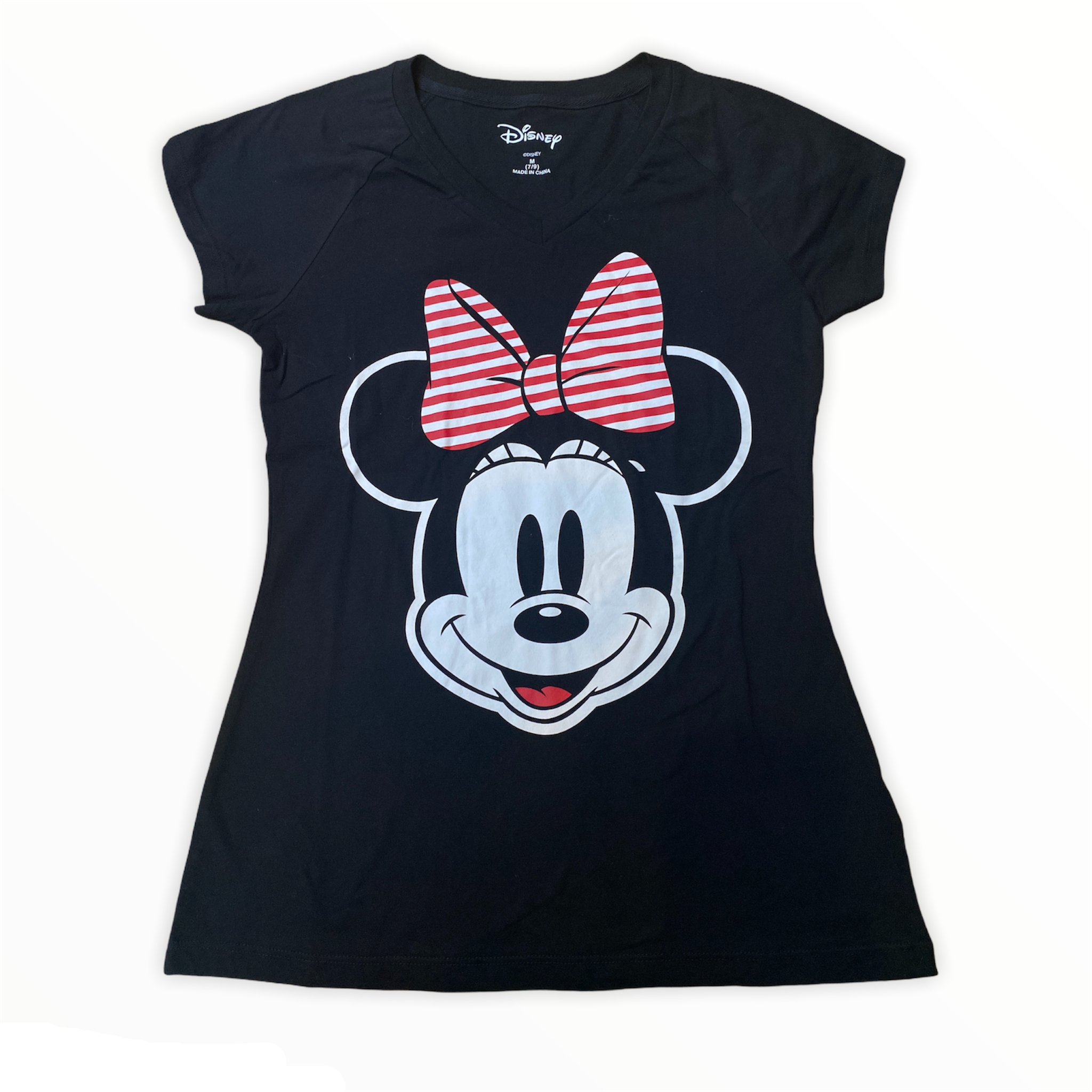 Striped Minnie Mouse Women's V-Neck
