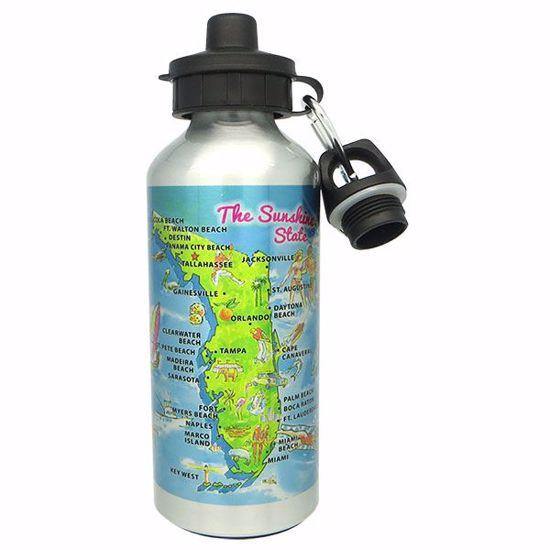 The Postcard Factory Florida Map Metal Sports Bottle