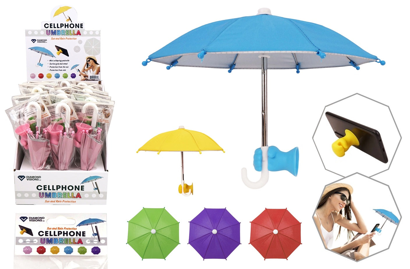 Phone Umbrella with Suction Stand Sun & Rain)