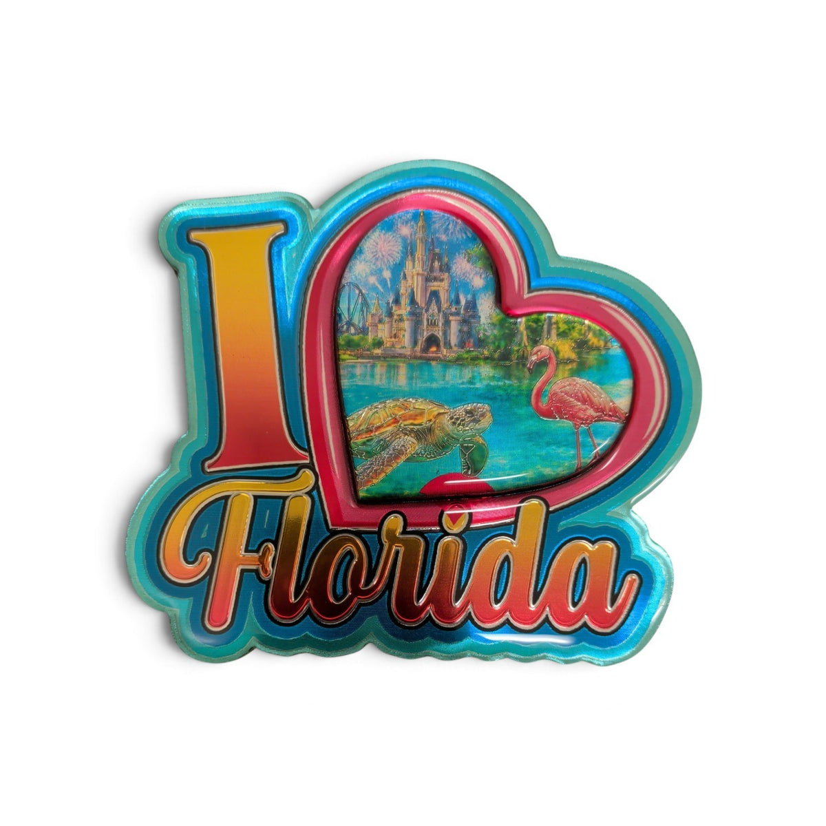 Love Florida sea turtle Foil Magnet