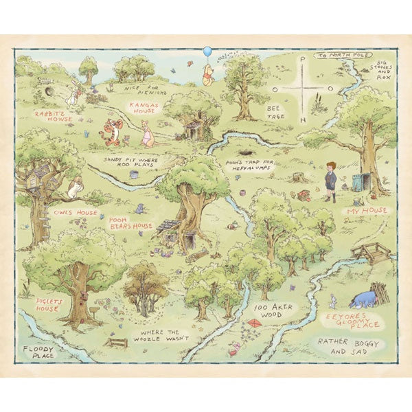 Disney Winnie the Pooh Hundred Acre Wood Map Blanket