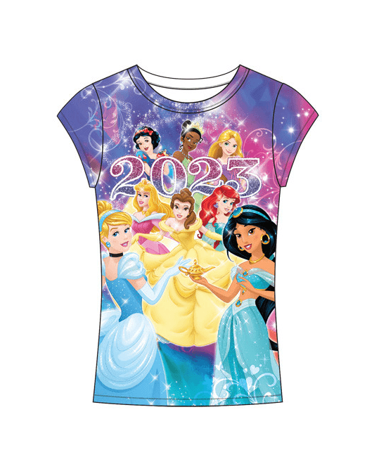 2023 Girls Disney Princesses Short Sleeve Shirt