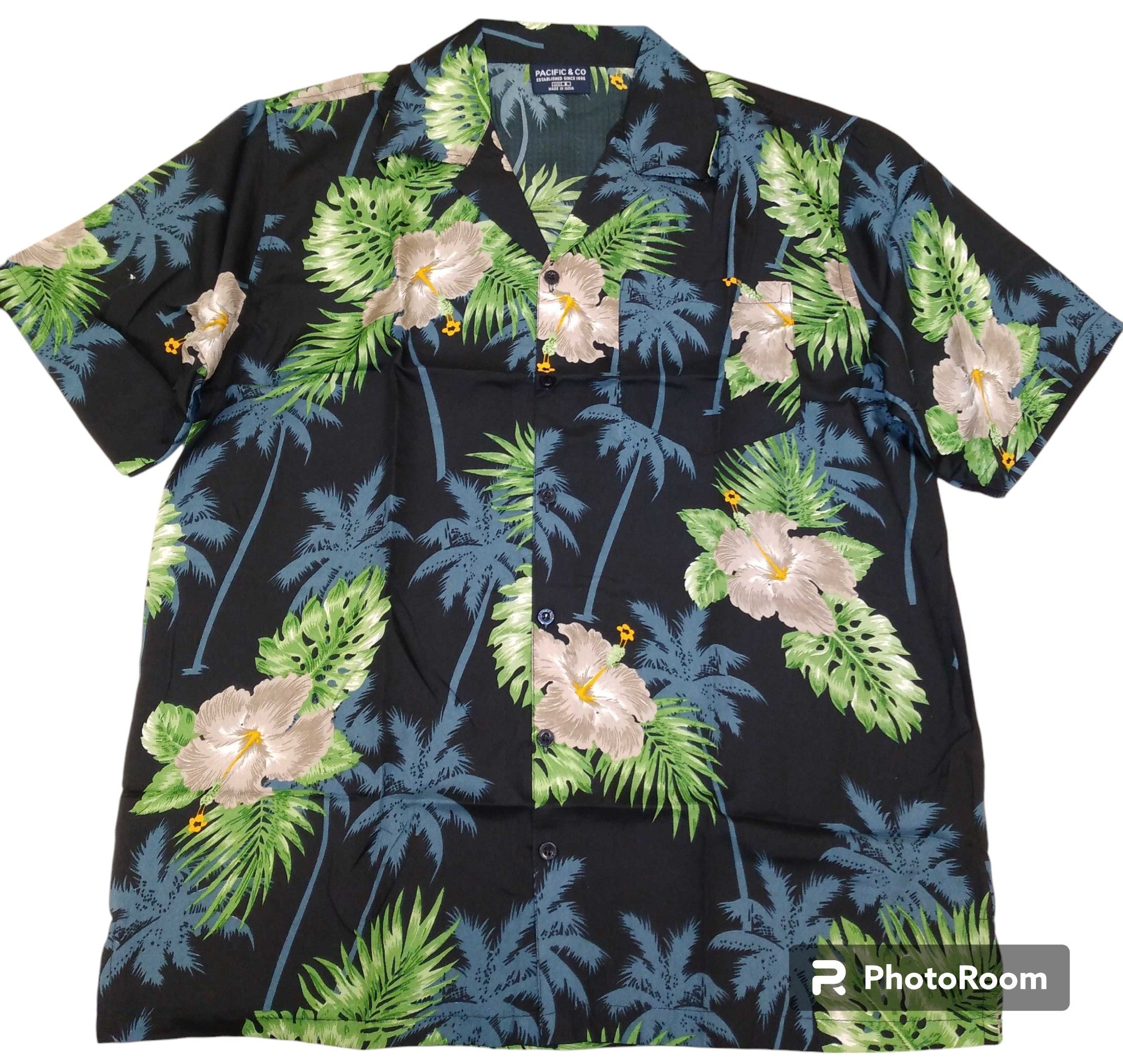 Navy Palm Men's Hawaiian Shirt