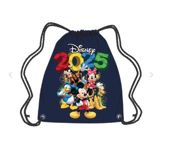 2025 Mickey & Friends Drawstring Tote Bag Navy