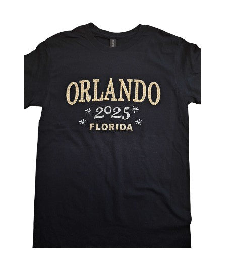 2025 Orlando Fl Printed Rhinestone Black T-shirt