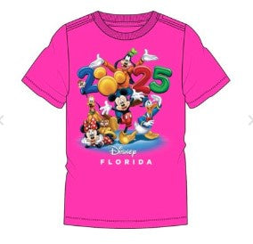 Disney 2025 Youth Party Time Bright Flamingo Tee