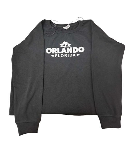 Ladies Snuggly Orlando Florida Fleece Scoopy Neck Black