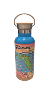 Florida Map Cork Stainless Steel Water Bottle