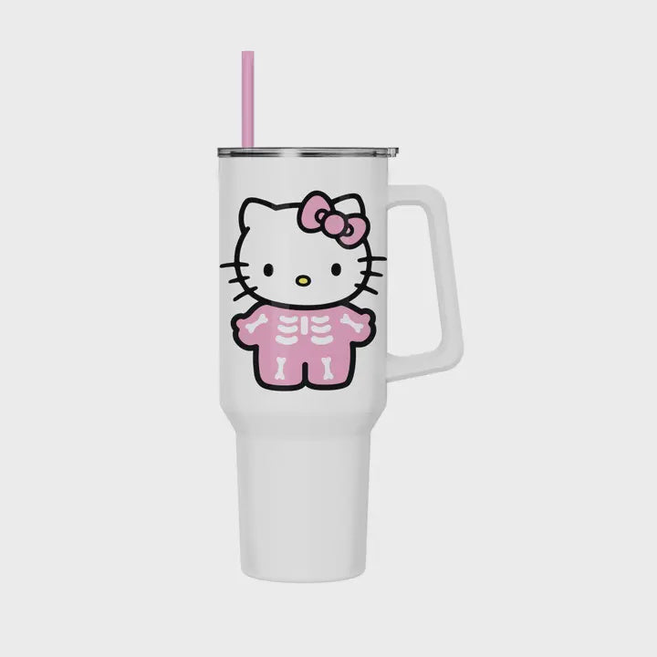 Hello Kitty Pink Skeleton 40oz SS Tumbler w/ Handle