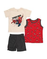 3-Pack Spider-Man Tee, Sleeveless Shirt and Mesh Short Set
