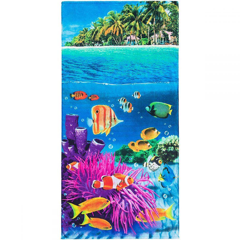30"X 60" Tropical Island Velour Beach Towel