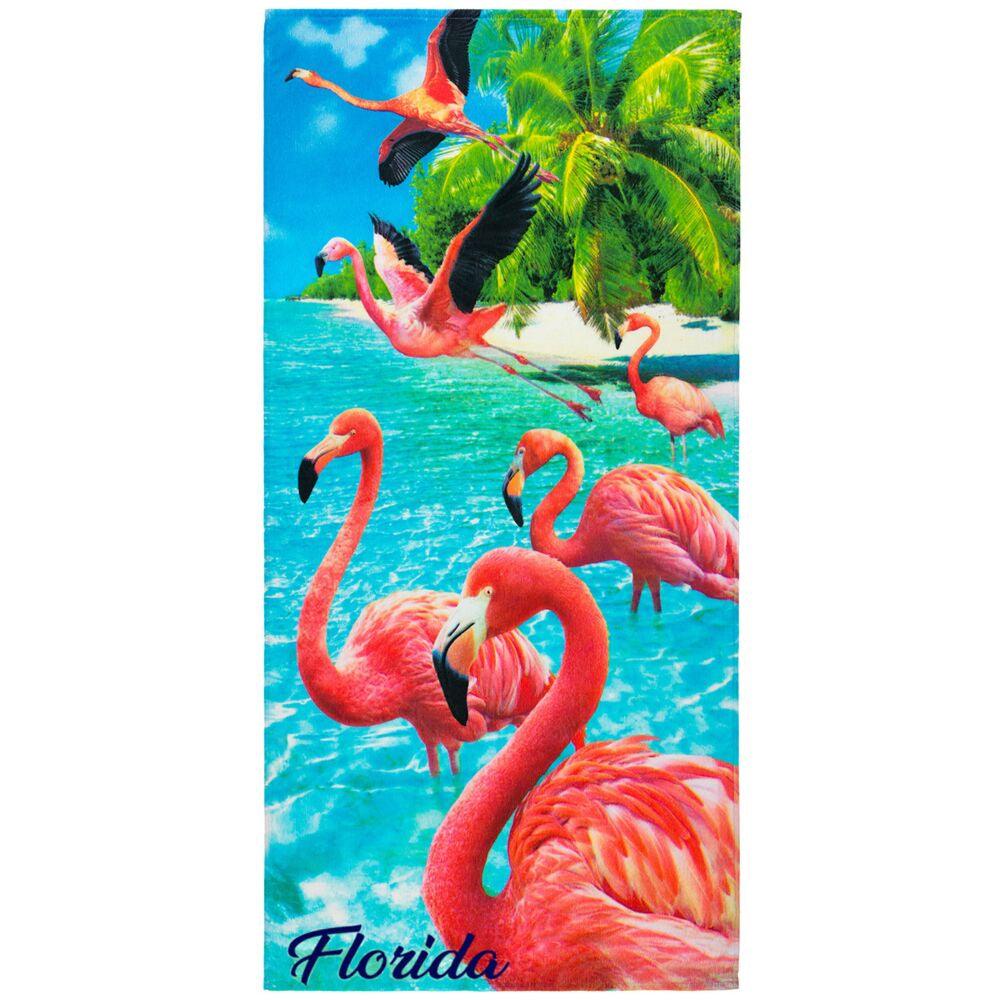 30"x60" Florida Flamingo Velour Beach Towel